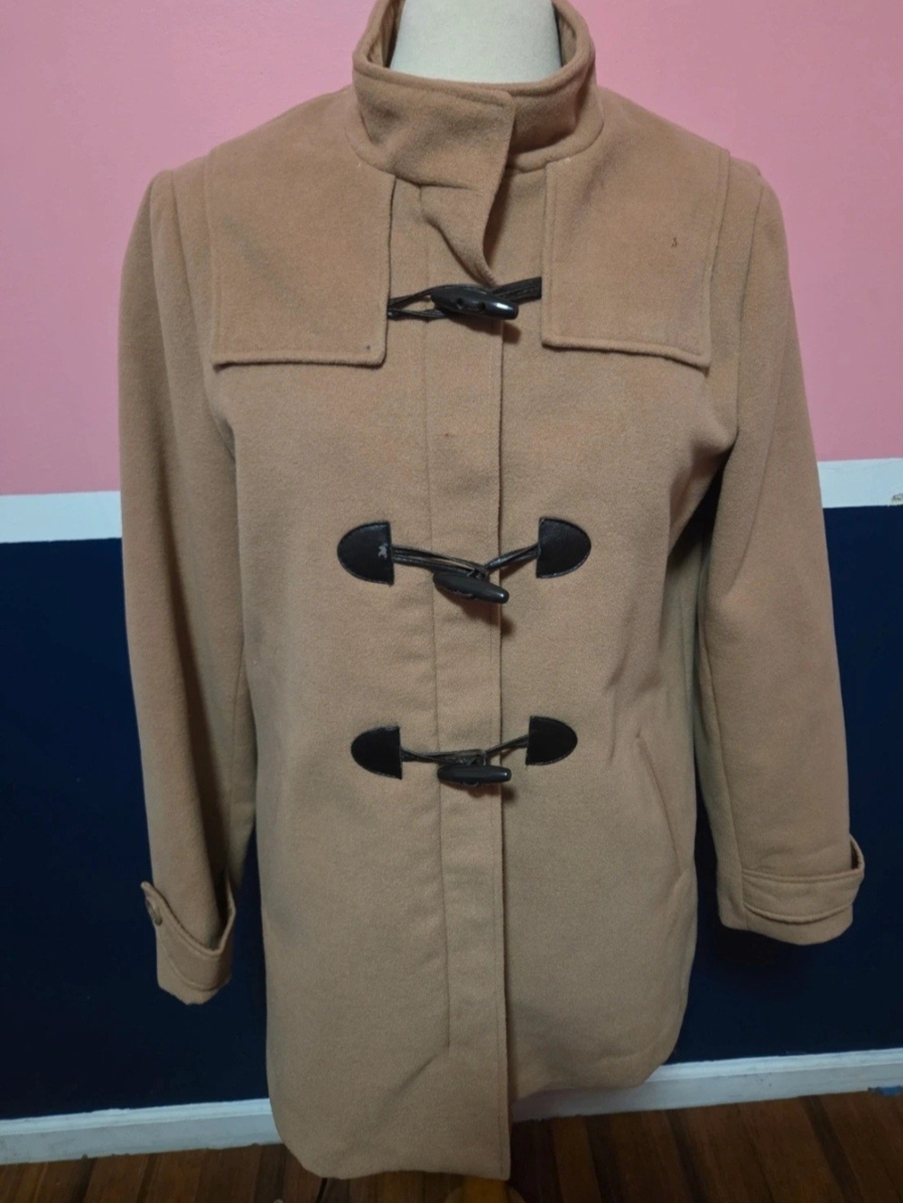 St. John's Bay Camel Toggle Wool-Blend Pea Coat